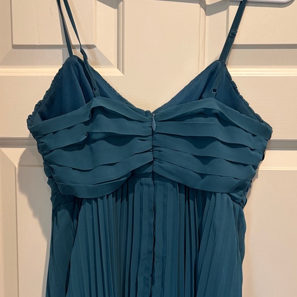 Lulu's Teal Pleated Spaghetti-Strap Maxi Dress - Picture 4 of 5